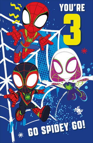 Age 3 Spidey and friends birthday card