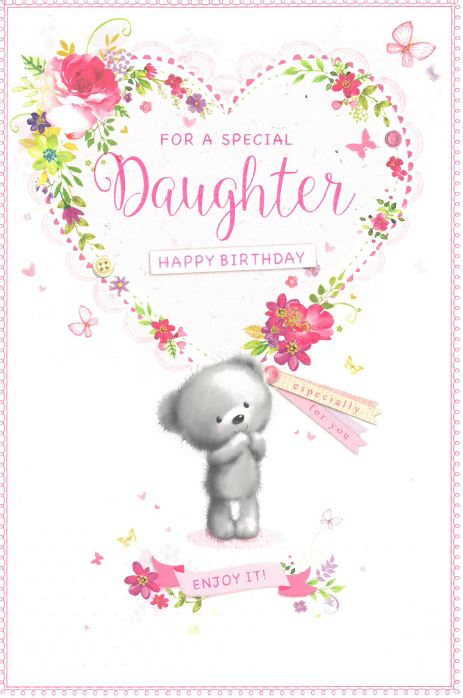 Daughter birthday card - cute bear