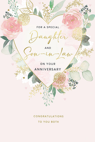 Daughter and Son in law wedding anniversary card - flowers