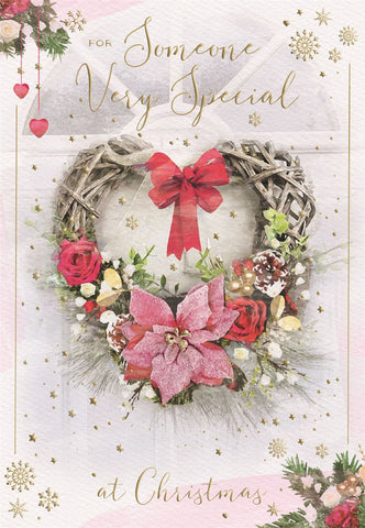 Someone Special Christmas card - Christmas wreath