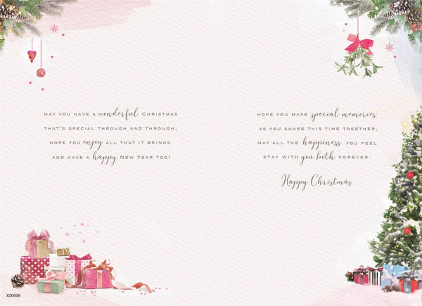 Granddaughter and boyfriend Christmas card- winter romance