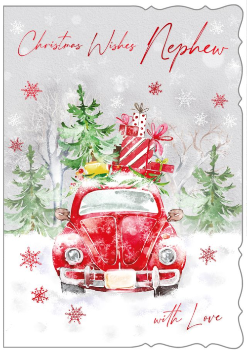 Nephew Christmas card - festive car