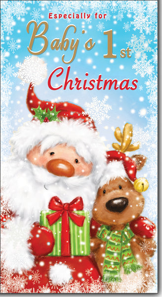 Baby’s first Christmas card - Santa and Rudolph