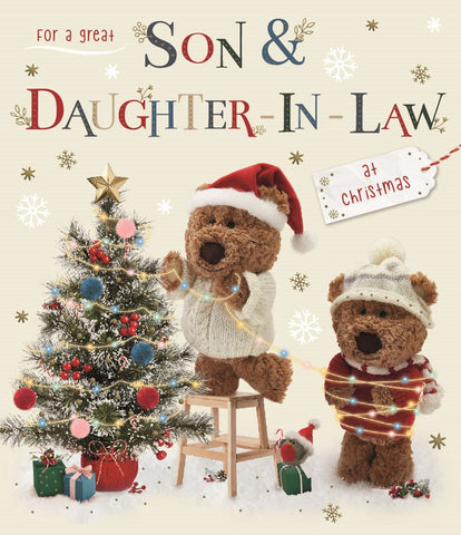 Son and Daughter in law Christmas card- cute bears