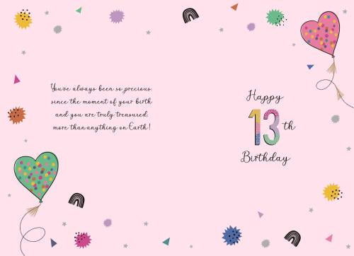 Granddaughter 13th birthday card - sparkles