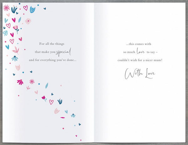 Mum birthday card - Hearts and flowers