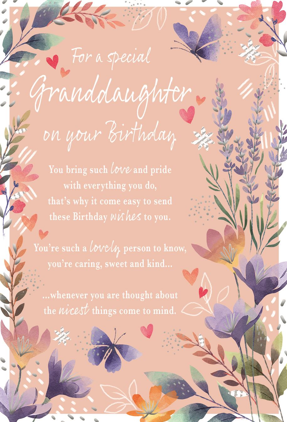 Granddaughter birthday card - sentimental verse