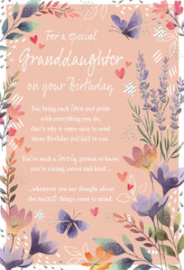 Granddaughter birthday card - sentimental verse