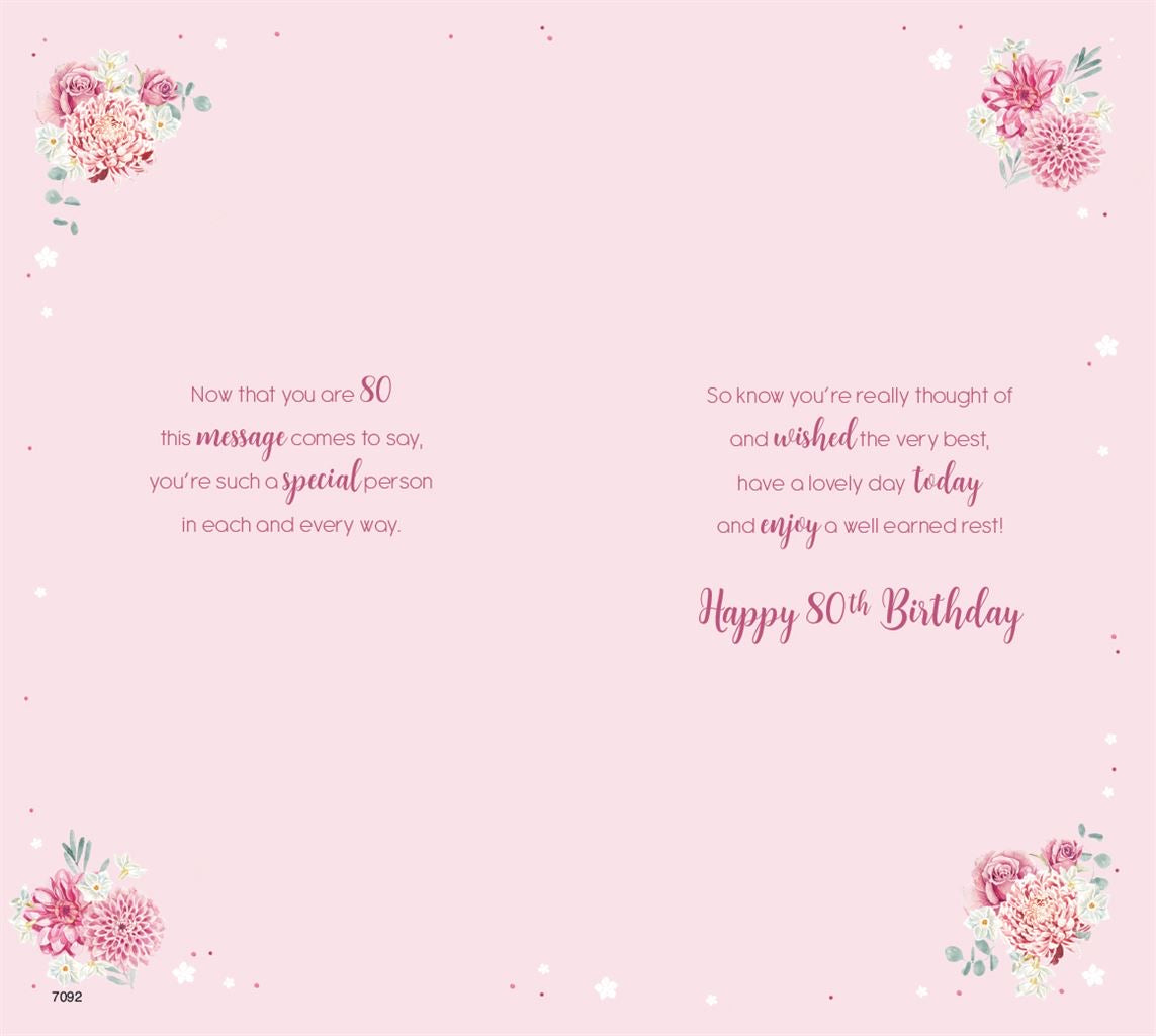 80th birthday card- birthday flowers – Cards Through The Post.com