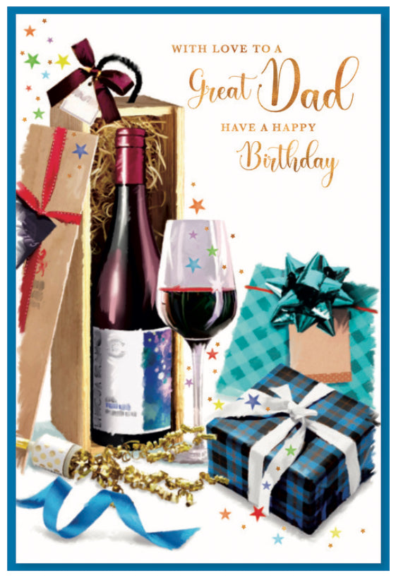 Dad birthday card - wine and gifts