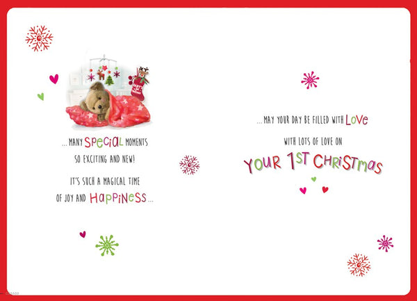 Baby’s first Christmas card - cute teddy