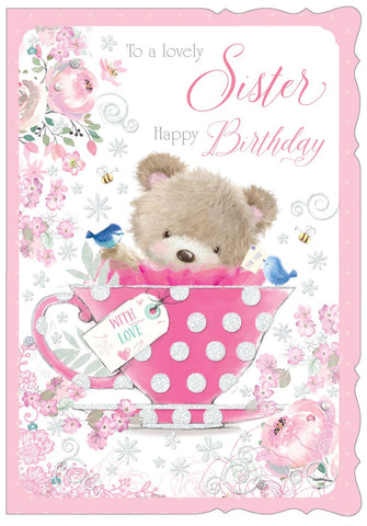 Sister birthday card- cute bear