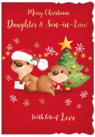 Daughter and Son-in-law Christmas card - cute otters