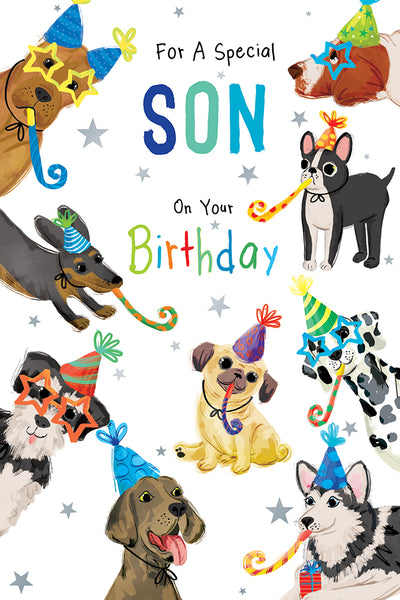 Son birthday card- cute dogs