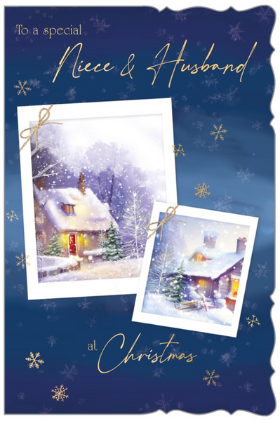 Niece and Husband Christmas card - winter cottage