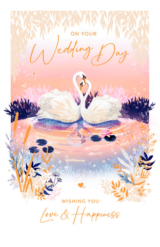 Your Wedding day card - swans