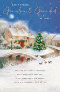 Grandma and Grandad Christmas card - winter village