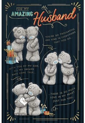 Me to you Husband birthday card - bears kiss