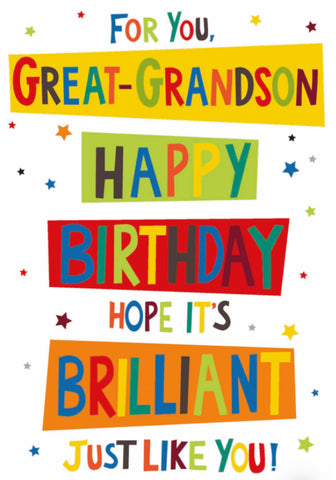 Great-Grandson birthday card - modern text