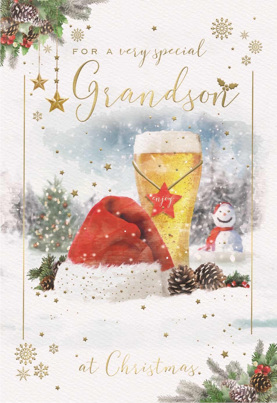 Grandson Christmas card- Xmas drinks