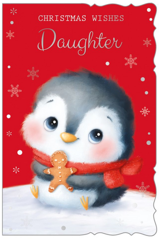 Daughter Christmas card - cute penguin