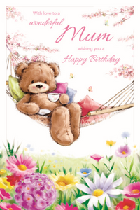 Mum birthday card - cute bear with sentimental verse