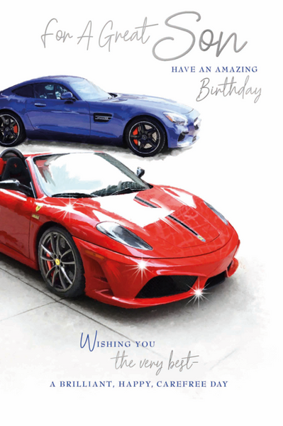 Son birthday card - super cars