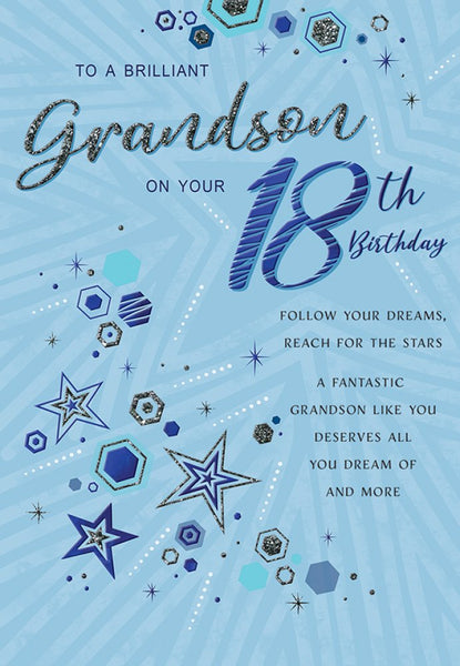 Grandson 18th birthday card- modern stars