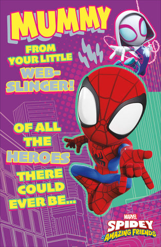 Mummy birthday card - Spidey and friends