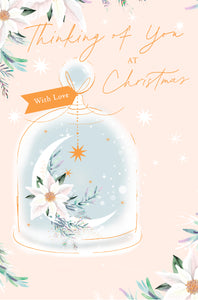 Thinking of you Christmas card - Christmas flowers and moon