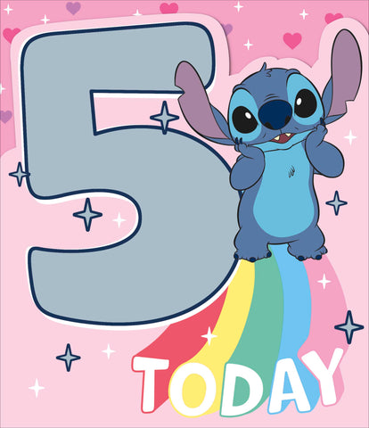 Age 5 birthday card - Lilo and Stitch