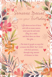 Someone Special birthday card - sentimental verse