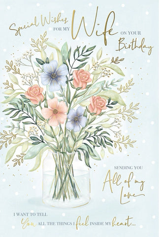 Wife birthday card - birthday flower