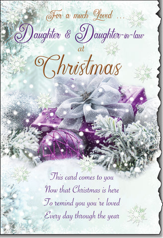 Daughter and Daughter in law Christmas card - sentimental verse