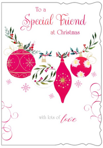 Special friend Christmas card - Xmas baubles