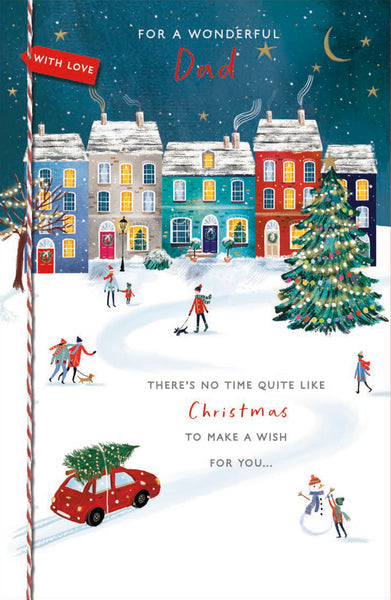 Dad Christmas card - festive town