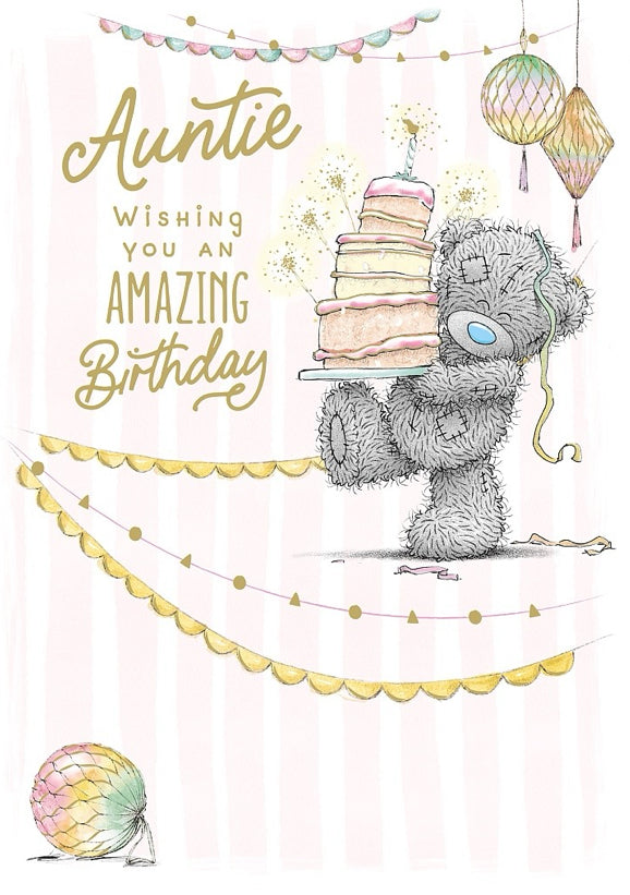 Me to you Auntie birthday card - tatty teddy with birthday cake