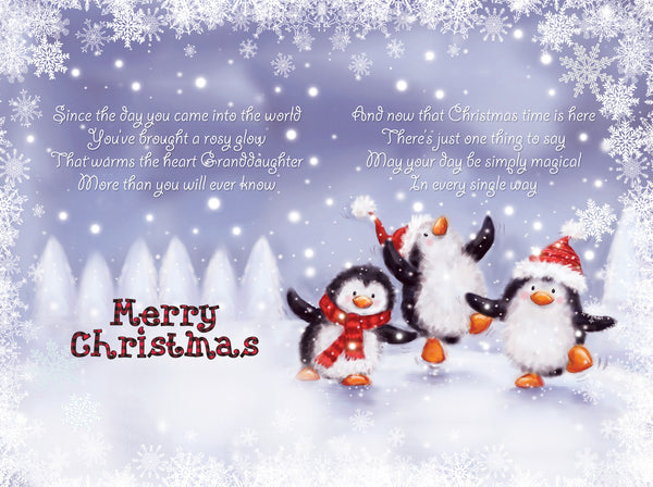 Granddaughter first Christmas card - cute penguins