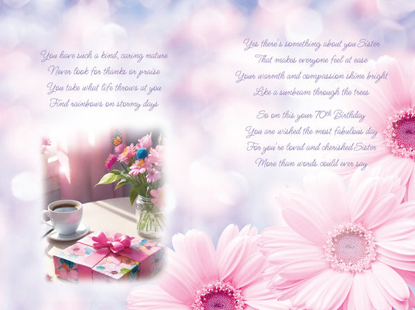 Sister 70th birthday card - sentimental verse