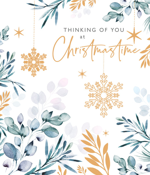 Thinking of you Christmas card - Christmas flowers and snowflakes