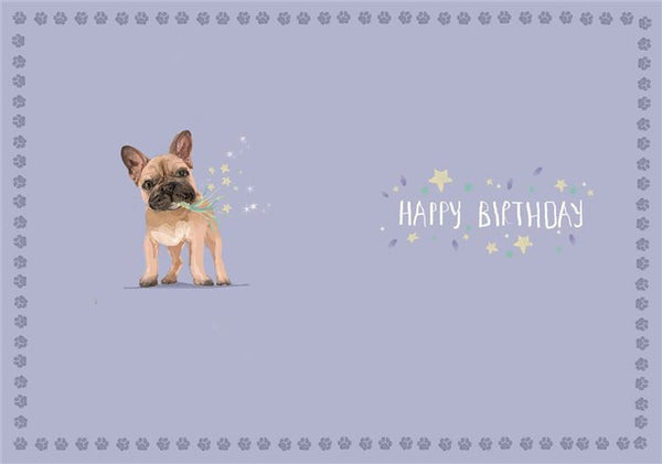 Cute dog birthday card - French bulldog