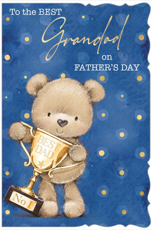 Grandad Father’s Day card- cute bear with trophy