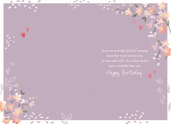 Sister in law birthday card - sentimental verse