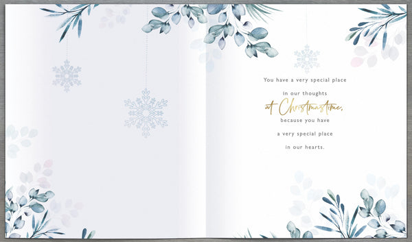 Thinking of you Christmas card - Christmas flowers and snowflakes