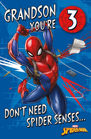 Grandson 3rd birthday card Spider-Man