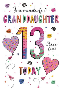 Granddaughter 13th birthday card - sparkles