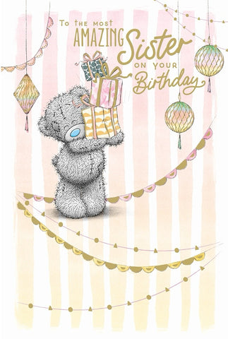 Me to you Sister birthday card - tatty teddy with gifts