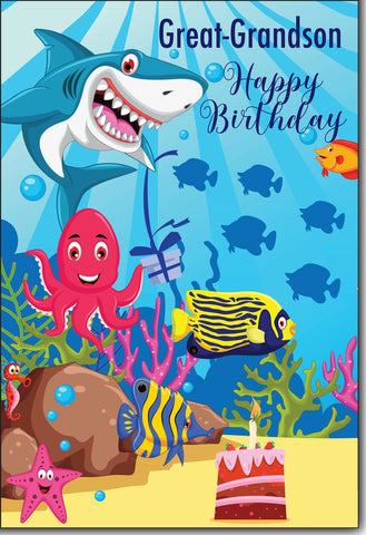 Great Grandson birthday card- underwater wonderland