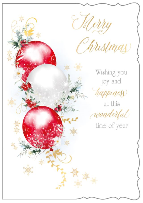 General Christmas card- festive xmas baubles