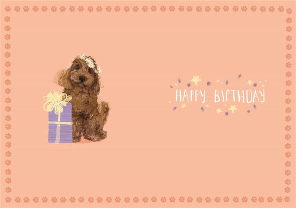 Cute dog birthday card - Cock a poo